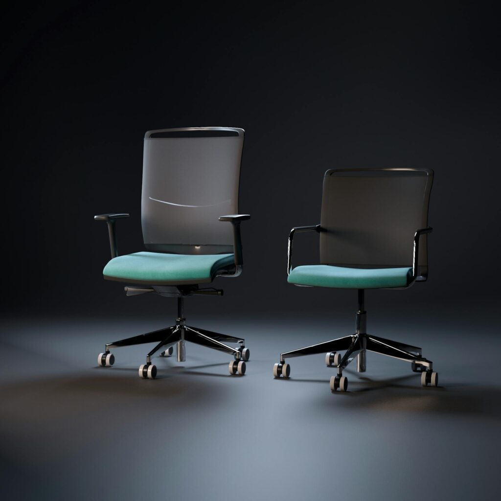 Deux chaises ergonomiques dossier mesh avec soutien lombaire